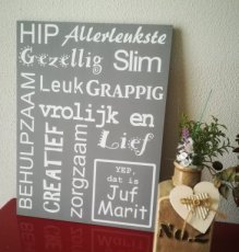 2018045 Tekstbord Juf