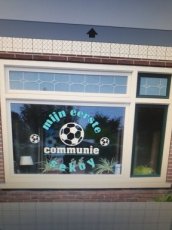 raamsticker communie voetbal
